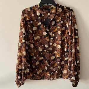 Marc New York Women’s Brown Multicolor Long Sleeve Blouse